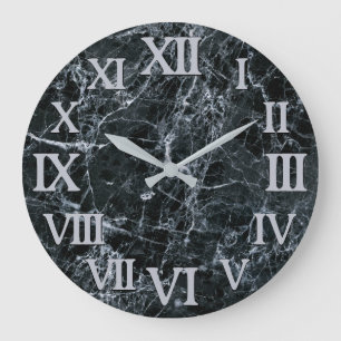 Black Marble Texture Large Clock