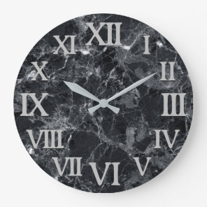 Black Marble Texture Large Clock