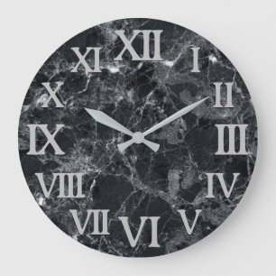 Black Marble Texture Large Clock