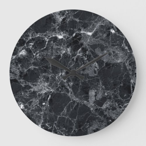 Black marble texture large clock