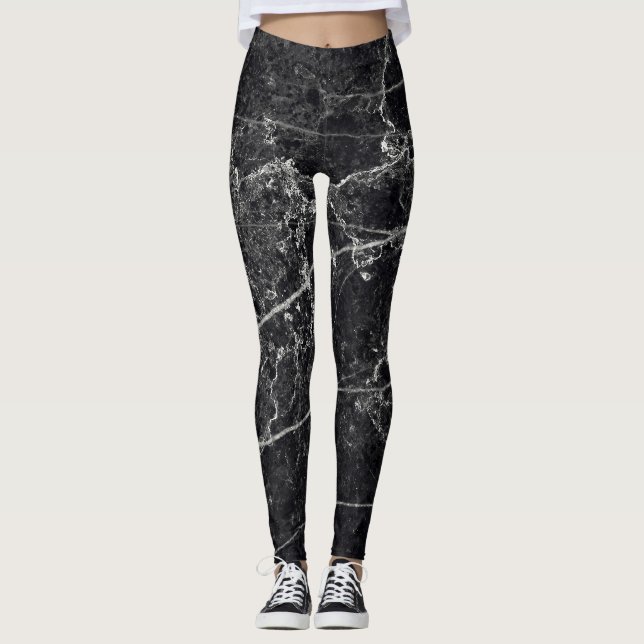 Black Marble Texture Leggings (Front)