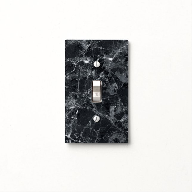 Black marble texture light switch cover (In Situ)