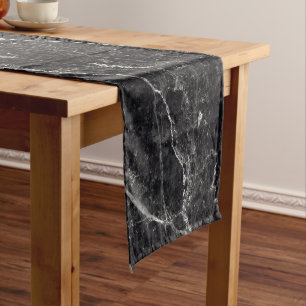 Black Marble Texture Short Table Runner