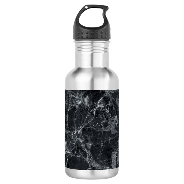 Black marble texture stainless steel water bottle (Front)