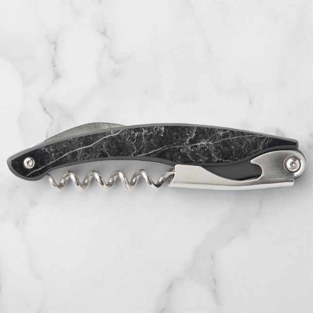 Black Marble Texture Waiter's Corkscrew (Back)