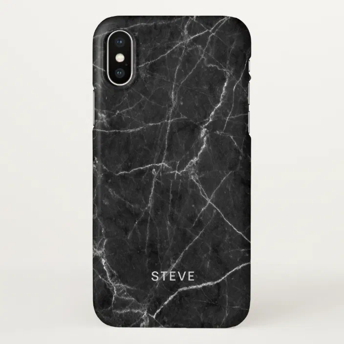 Black Marble Texture With Custom Name Iphone Case Zazzle Com