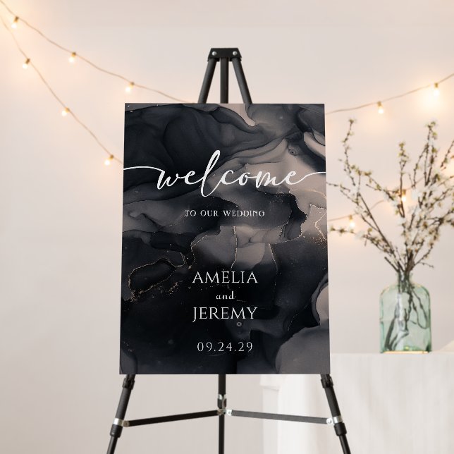 Black Marble Welcome Sign (In Situ (Stand))