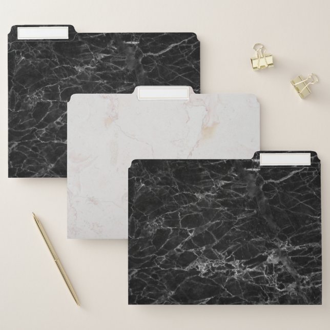 Black Marble & White Marble Modern Simple Elegant File Folder (Set)