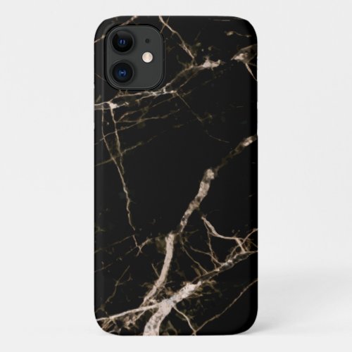 Black Marble With Beige Grain iPhone 11 Case