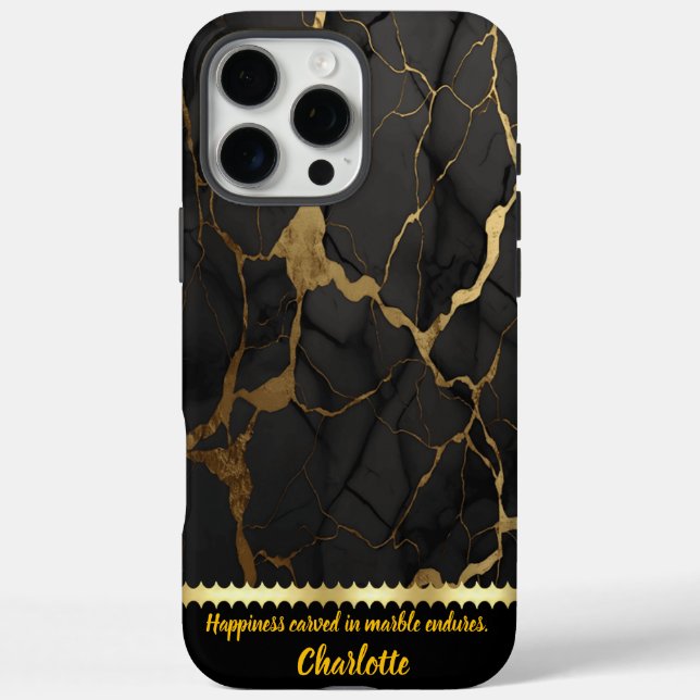 Black marble with bold gold veins Case-Mate iPhone case (Back)