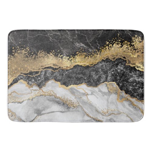 Black Marble with Gold Pretty Bath Mat