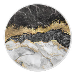 Black Marble with Gold Pretty Ceramic Knob