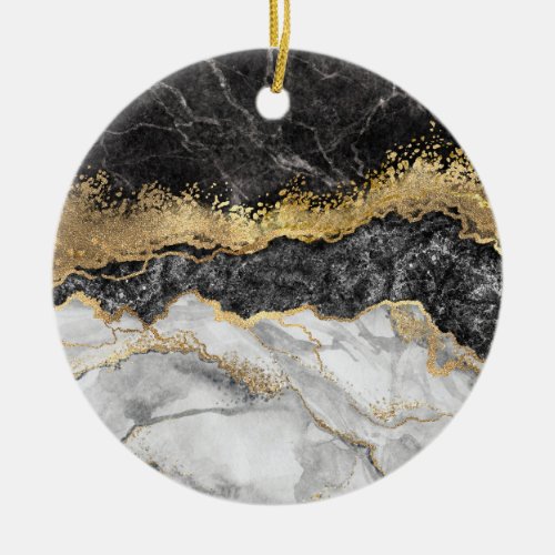 Black Marble with Gold Pretty Ceramic Ornament