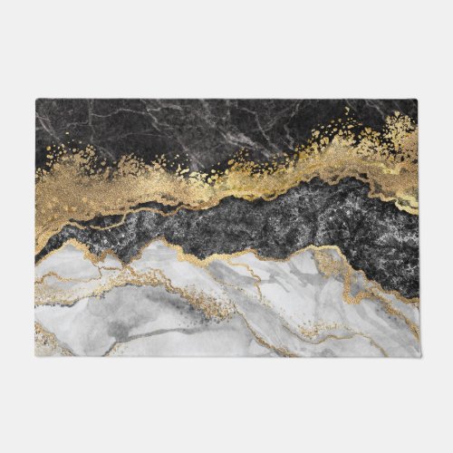 Black Marble with Gold Pretty Doormat