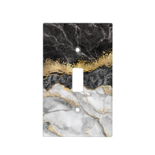 Black Marble with Gold Pretty Light Switch Cover