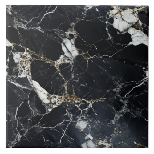 Black Marble with Golden Accents Tile