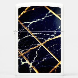 Black Marble with Golden Veins – Elegance Carved Zippo Lighter