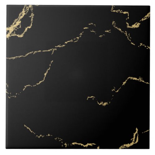 Black Marbled Gold Vein  Ceramic Tile