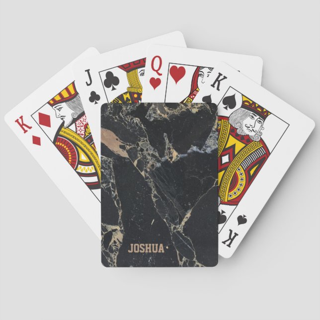 Black Marbled With Gray And Beige  Poker Cards (Back)