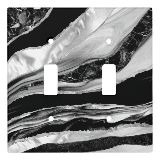 Black Marbles and Mother of Pearl Light Switch Cover (Front)