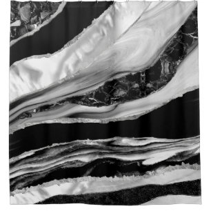 Black Marbles and Mother of Pearl Shower Curtain