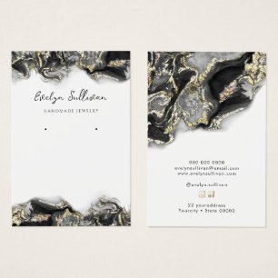 Black marbling design jewelry display card