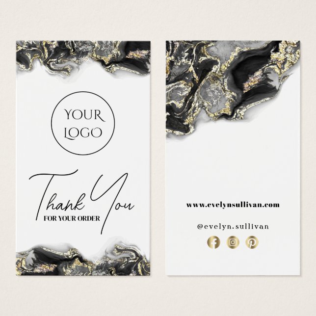 Black marbling design package insert (Front & Back)