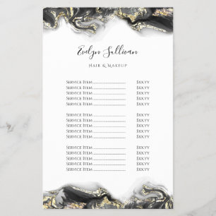 Black marbling design price list flyer