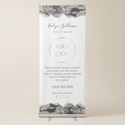 black marbling design retractable banner