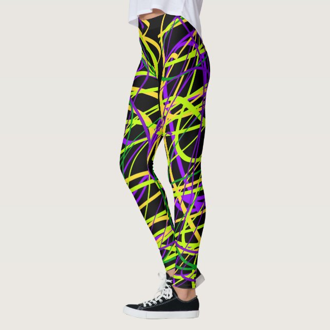 Black Mardi Gras Ribbon Leggings (Left)