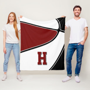 black maroon basketball team colors boys girls fleece blanket