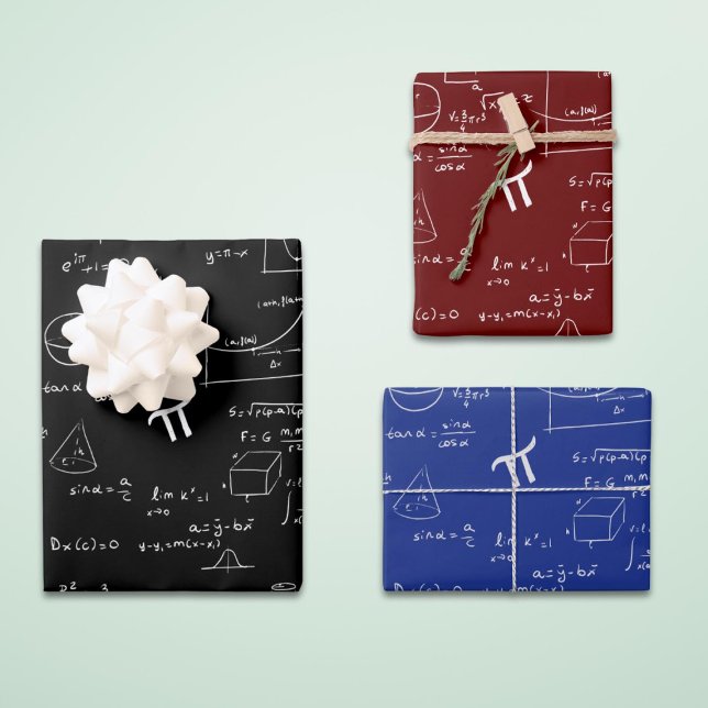 Black Maroon Blue Math Formulas Equations Wrapping Paper Sheets (Creator Uploaded)