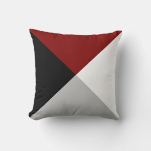 Black Maroon Gray & White Abstract Geometric Shape Throw Pillow