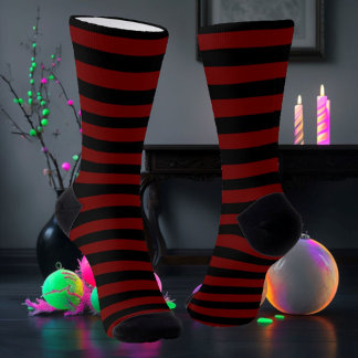Black & Maroon Striped Socks