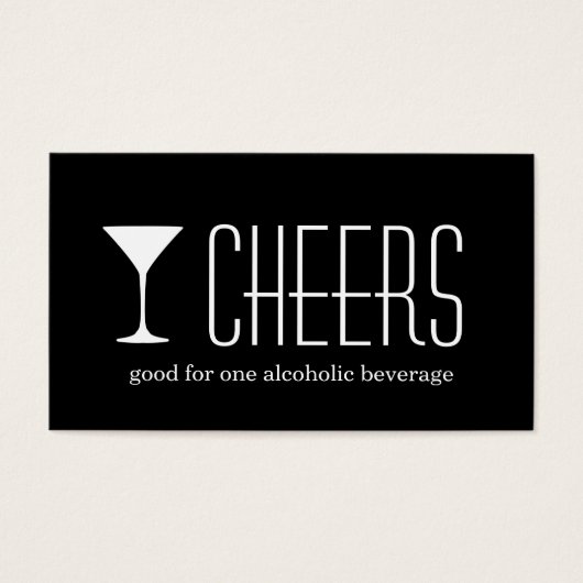 Black martini corporate logo event drink ticket (Front)