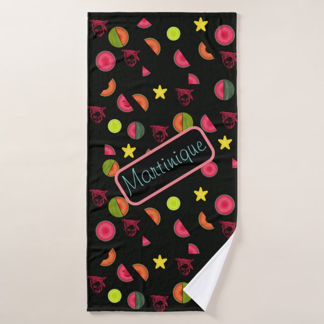 Black Martinique Beach towel (Bath Towel)