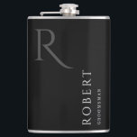 Black Masculine Monogram Groomsmen Gift Flask<br><div class="desc">This simple custom groomsmen flask features personalized groomsman's name,  monogram,  and wedding date. You can easily change the background and fonts colors to match your event if you like.</div>