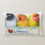 Black Masked Fischer Lutino Peach Faced Lovebird Realistic Painting Pillow