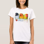 Black Masked Fischer Lutino Peach Faced Lovebird Realistic Painting T-Shirt