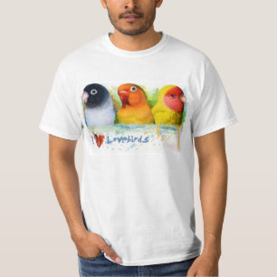 Black masked fischer Lutino peach faced lovebirds T-Shirt