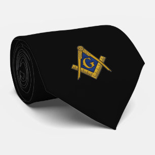 Black Masonic Freemason Master Neck Tie