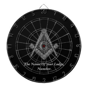Black Masonic Master Mason Freemason Compass Dart Board