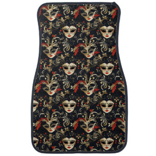 Black Masquerade Mask Car Floor Mat