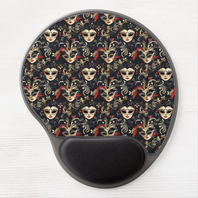 Black Masquerade Mask  Gel Mouse Pad (Front)