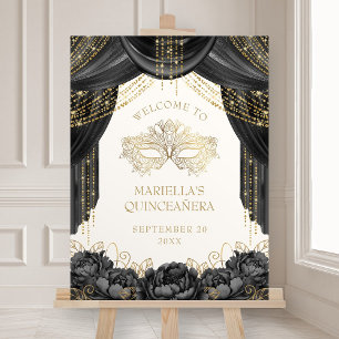 Black Masquerade Mask Quinceanera Welcome Foam Board