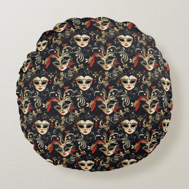 Black Masquerade Mask  Round Pillow (Front)