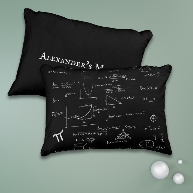 Black Math Equations Formulas Algebra Handwritten Accent Pillow (Creator Uploaded)