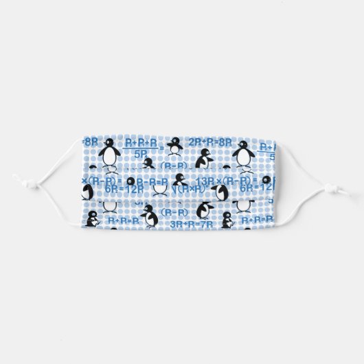 black math penguin adult cloth face mask (Front, Folded)