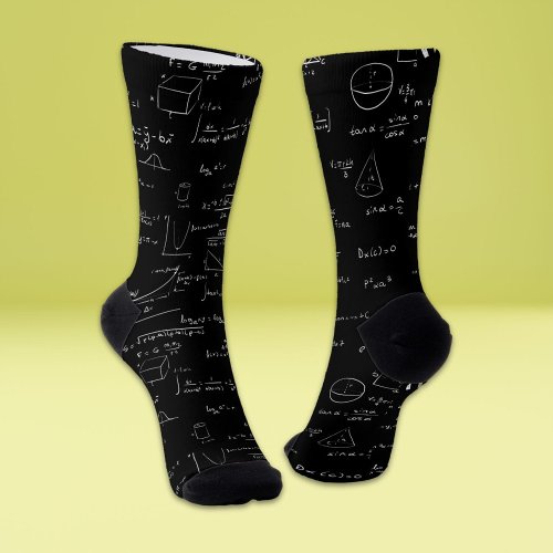 Black Math Teacher Formula Equations Pattern  Socks
