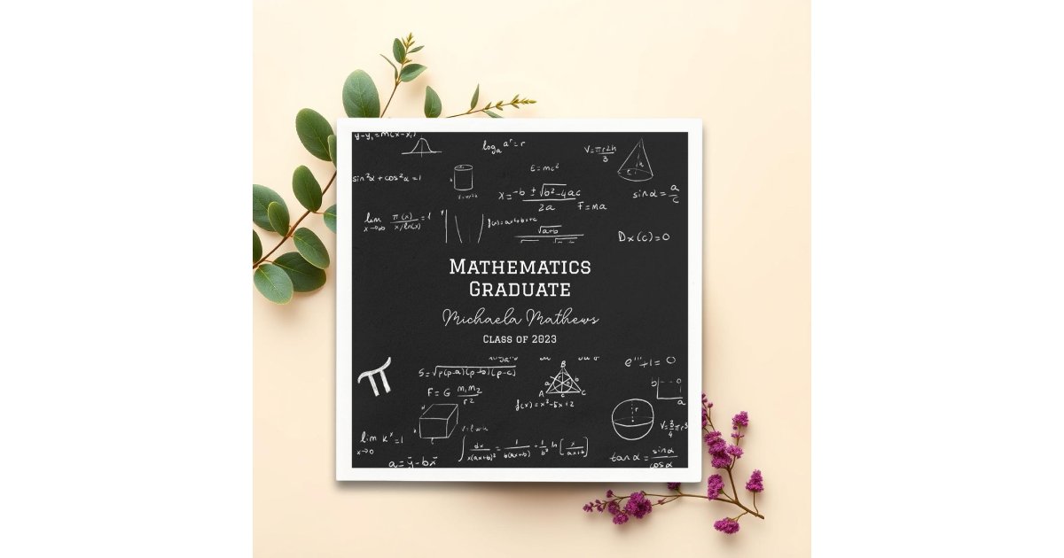 Black Mathematics Graduate Class of Graduation Napkins | Zazzle